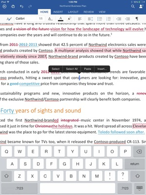 word document open for editing on ipad